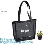 Fashionable Beach Bag Outdoor Tote Bag Black Mesh Handbags, Customized women beach bag, ladies mesh beach bags handbag